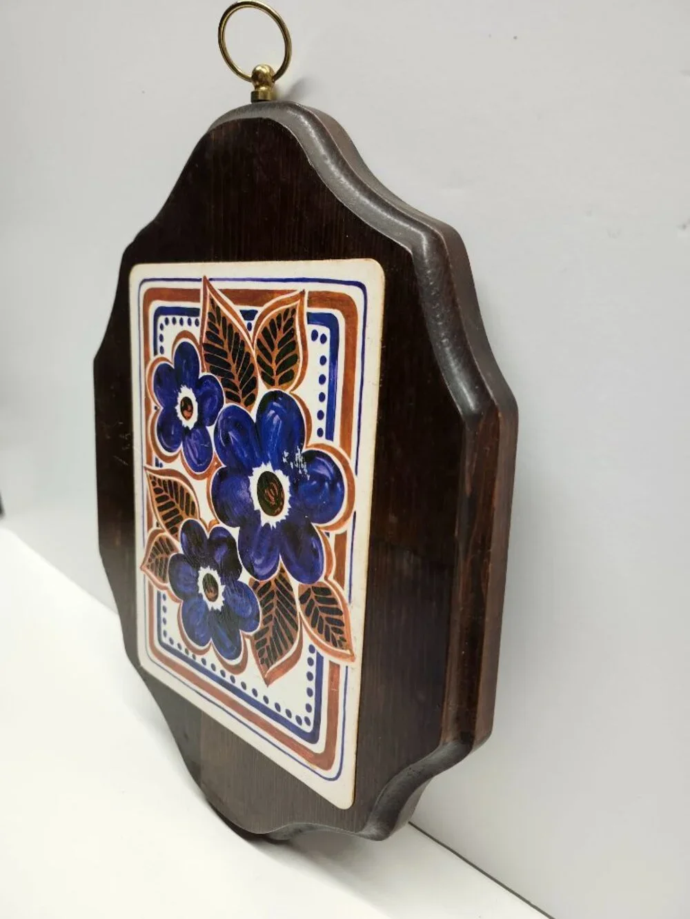 Handmade Wooden Wall Plaque Retro Floral NYC Made Vintage 70s - Picture 4 of 11